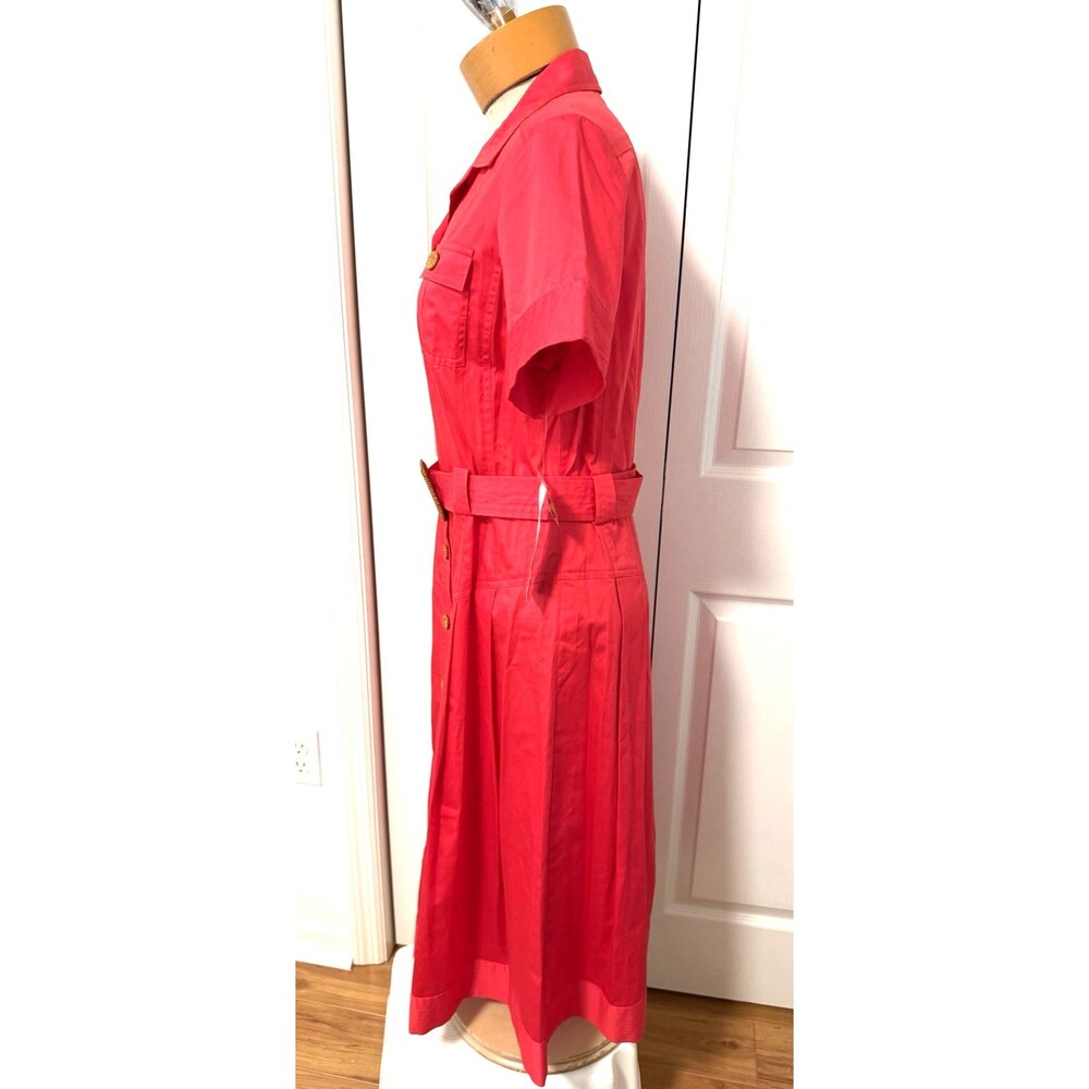 NWT Jones New York Maxi Belted Button Down Dress Sz 10 Pinkish Coral Cotton - Picture 3 of 10